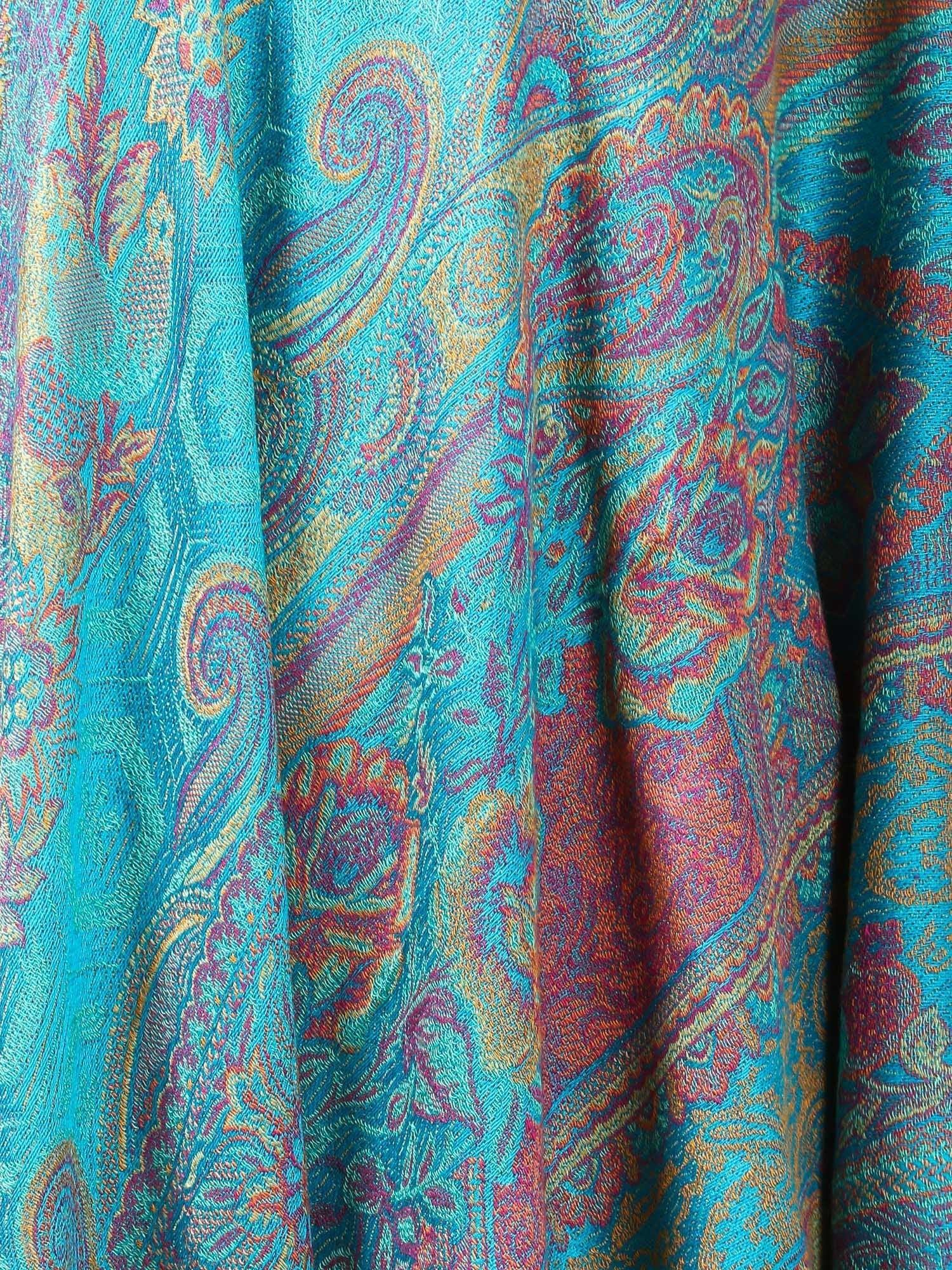 Pashtush Shawl Store Stole Womens Fine Bamboo Jacquard Scarf, Reversible, Multicoloured