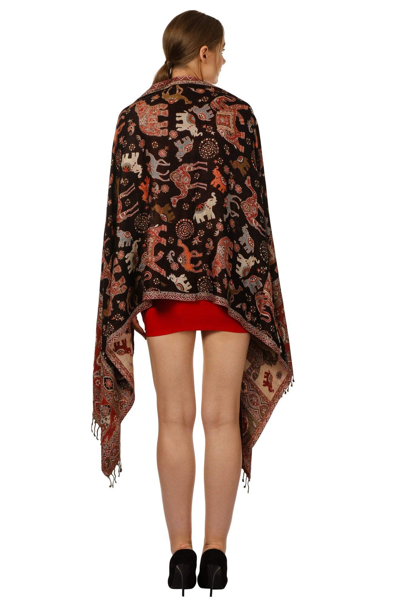 Pashtush Shawl Store Stole Womens Fine Bamboo Jacquard Scarf, Reversible, Multicoloured
