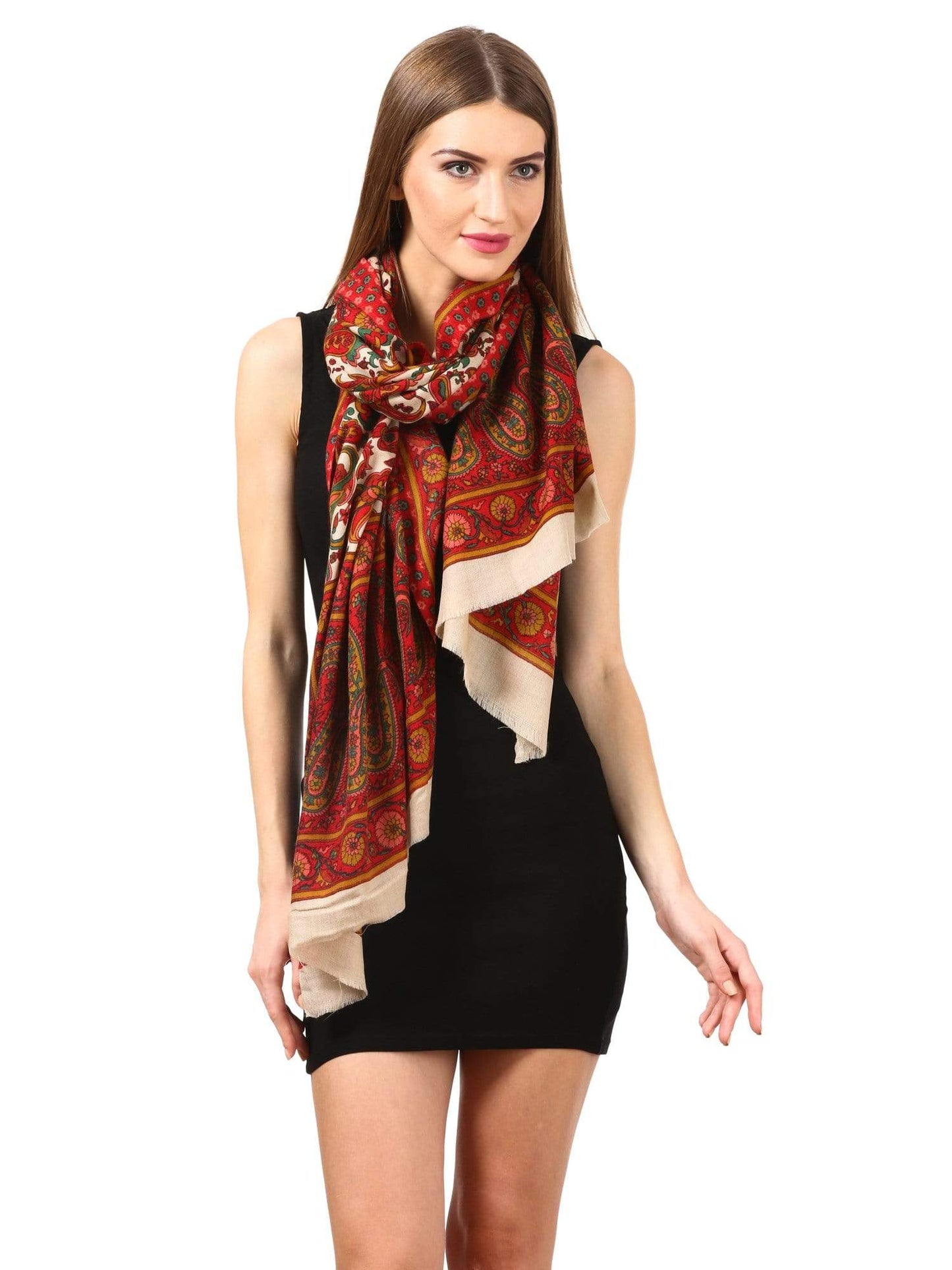 Pashtush India Stole Womens Fine Wool Pashmina Blended Printed Stole Scarf