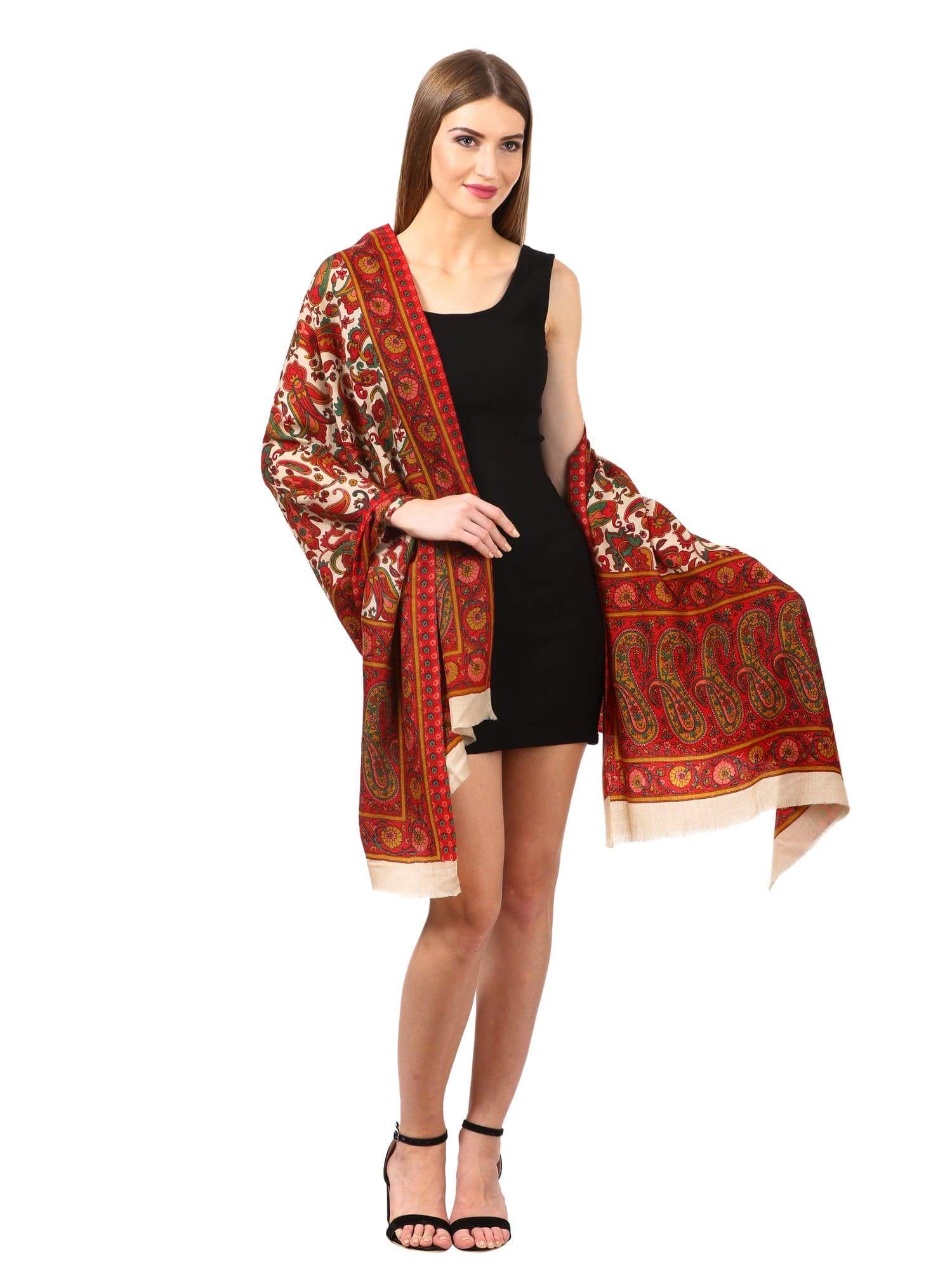 Pashtush India Stole Womens Fine Wool Pashmina Blended Printed Stole Scarf
