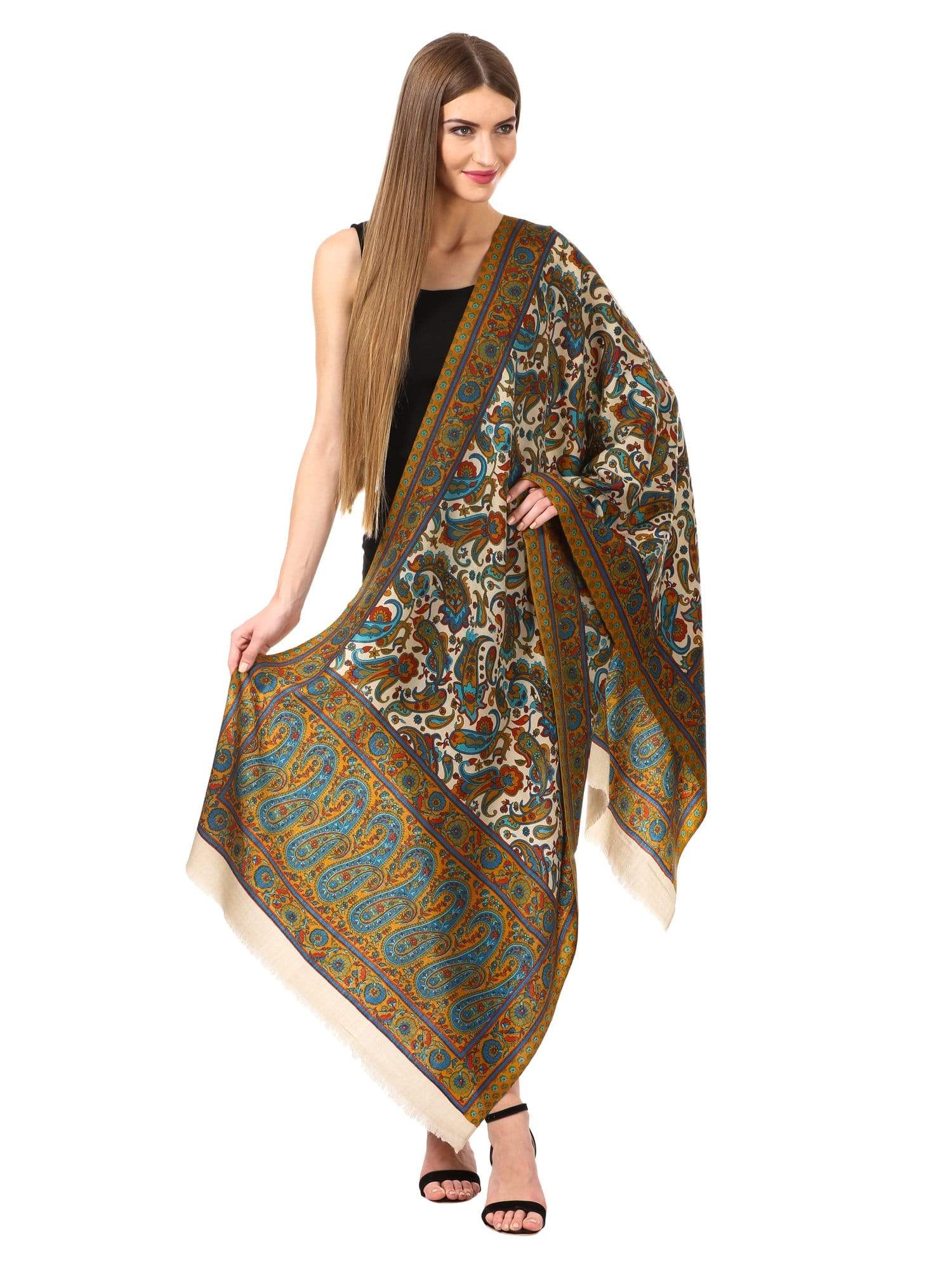 Pashtush India Stole Womens Fine Wool Pashmina Blended Printed Stole Scarf