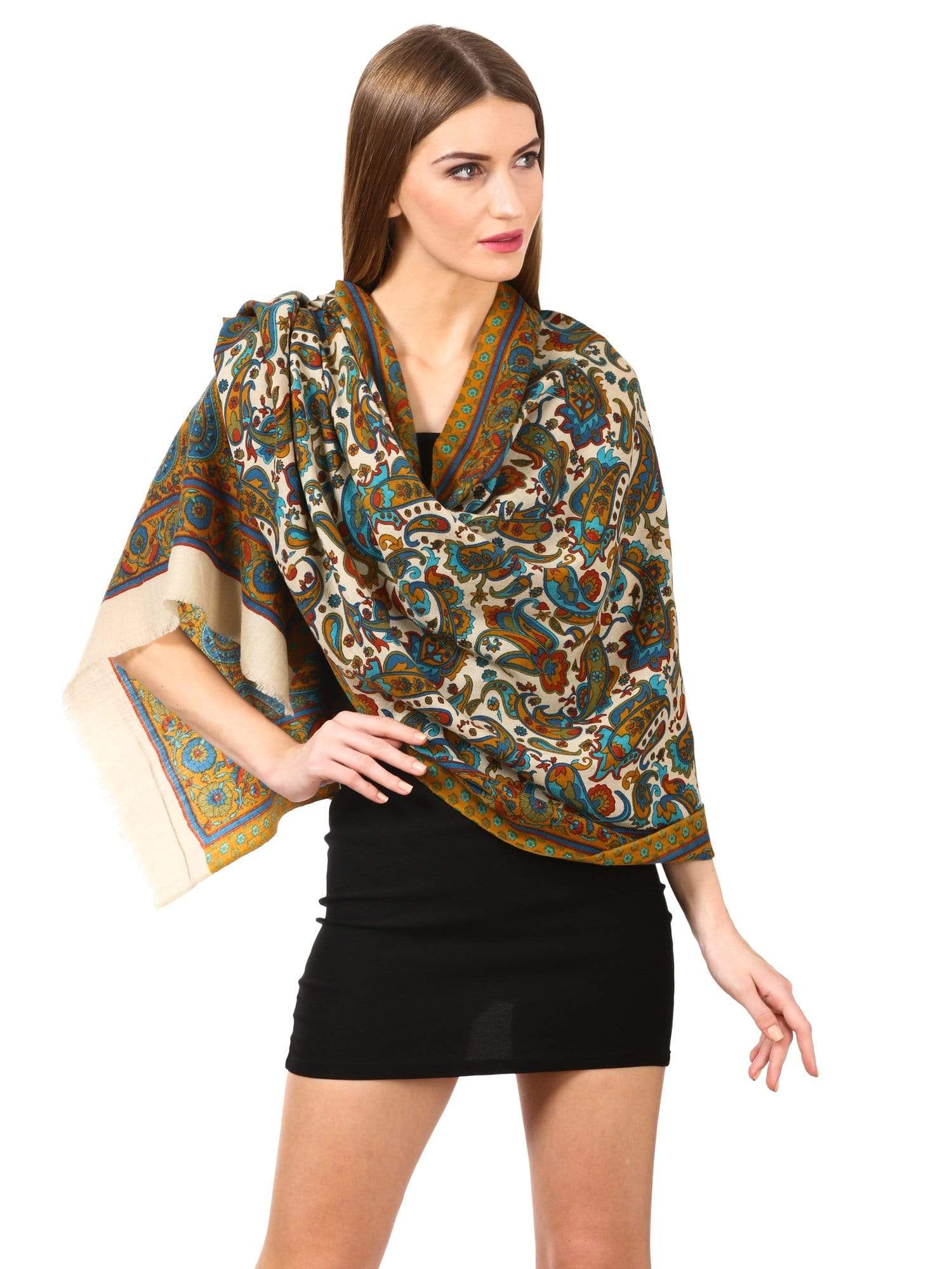 Pashtush India Stole Womens Fine Wool Pashmina Blended Printed Stole Scarf