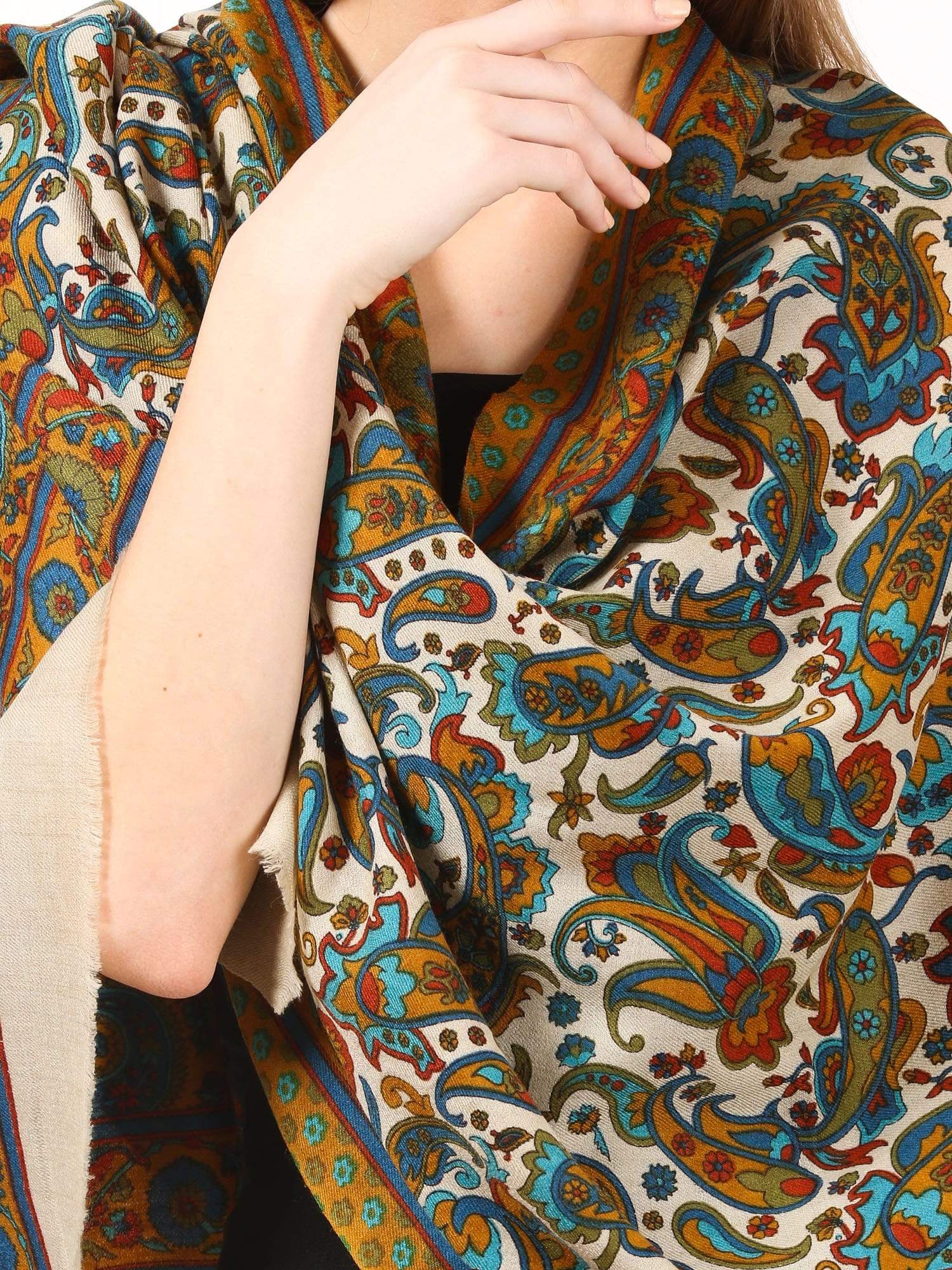 Pashtush India Stole Womens Fine Wool Pashmina Blended Printed Stole Scarf