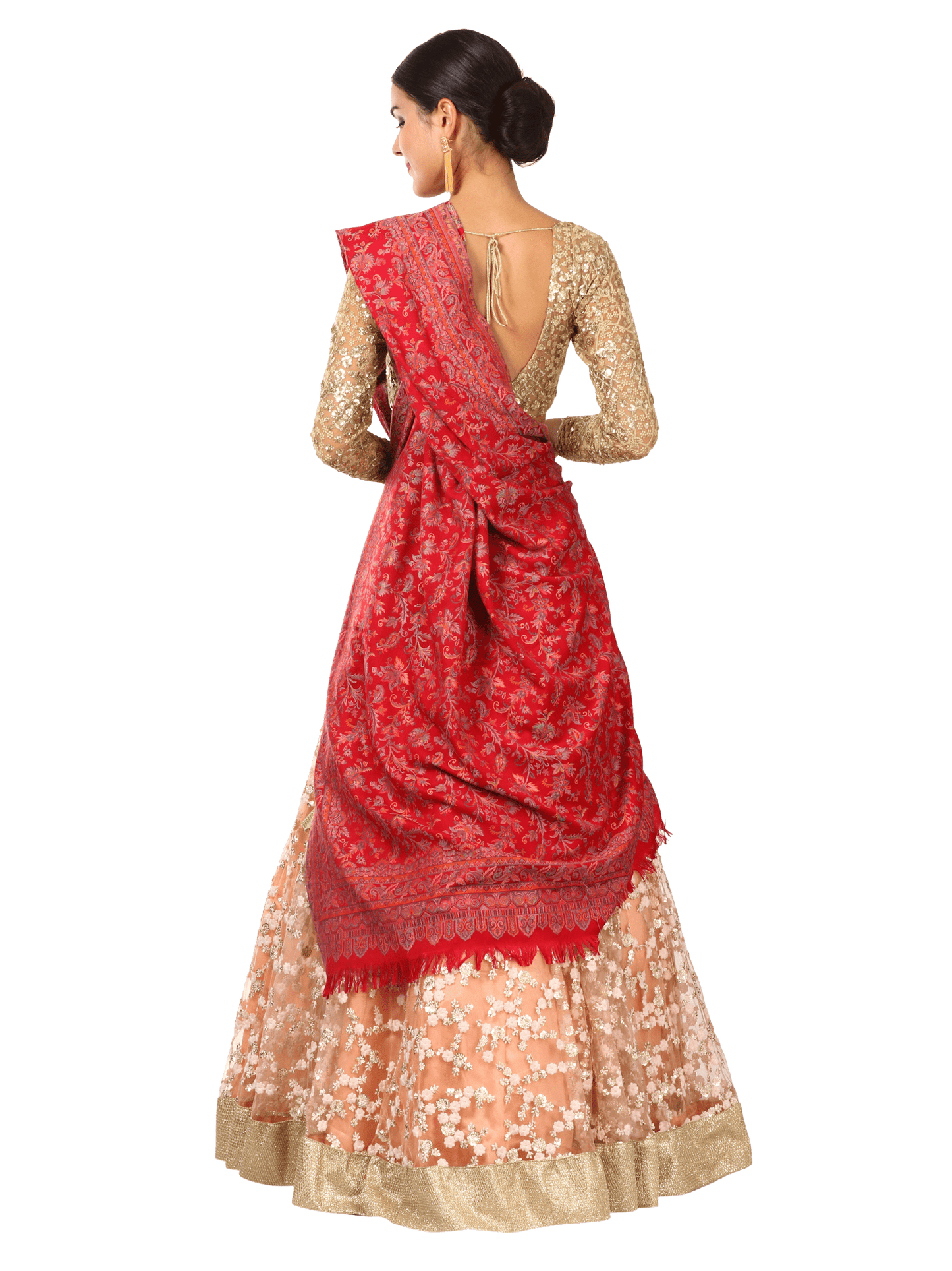 Pashtush India 100x200 Womens Kaani Shawl, Faux Pashmina, Soft and Warm (Red)