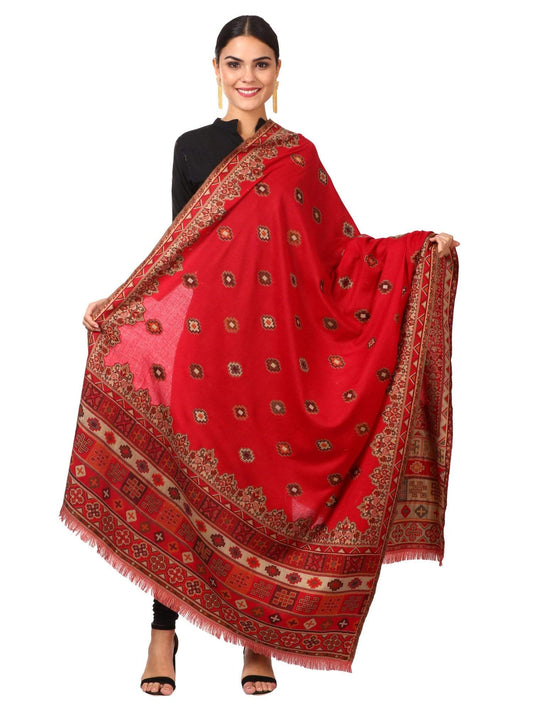 Pashtush Shawl Store Shawl Womens Kullu Jamawar Shawl, Faux Pashmina (maroon)
