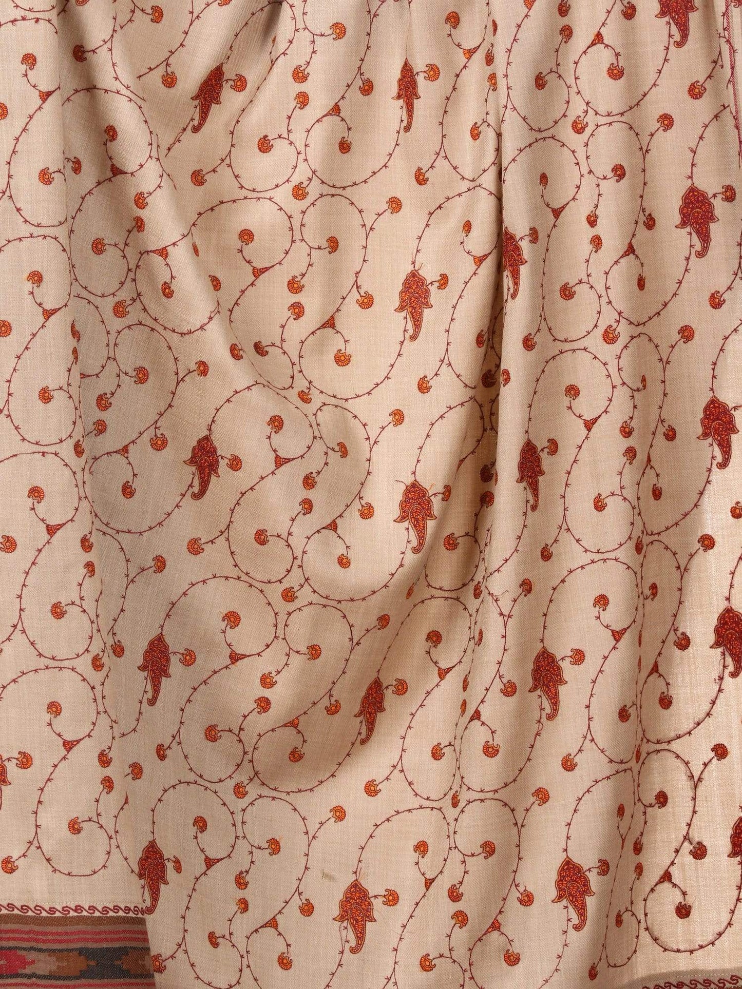 Pashtush Shawl Store Shawl Womens Kullu Palla, Kashmiri Embroidery Shawl -Coffee