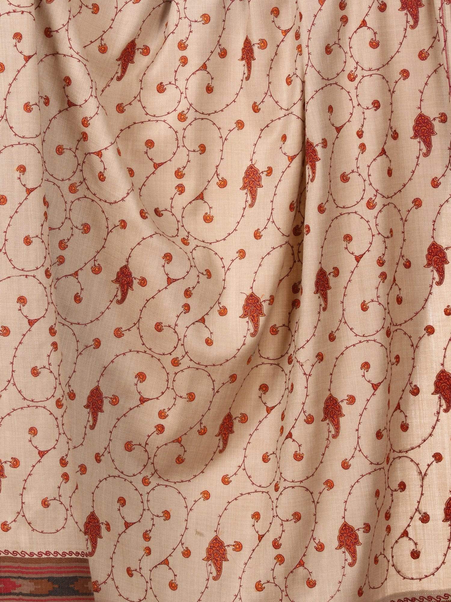 Pashtush Shawl Store Shawl Womens Kullu Palla, Kashmiri Embroidery Shawl -Coffee