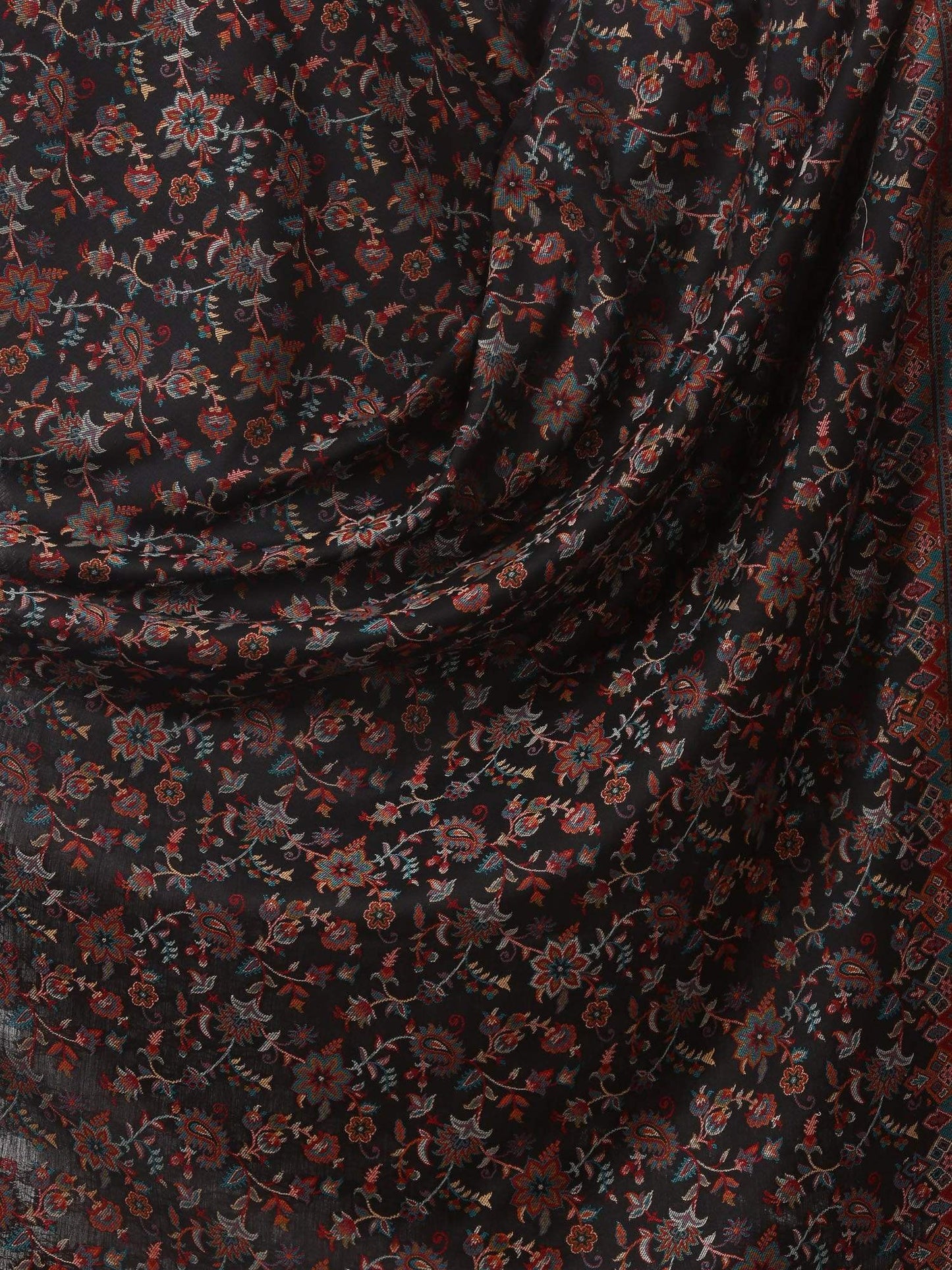 Pashtush India 100x200 Woven Kaani Shawl, Faux Pashmina Shawl, Soft and Warm (Black)