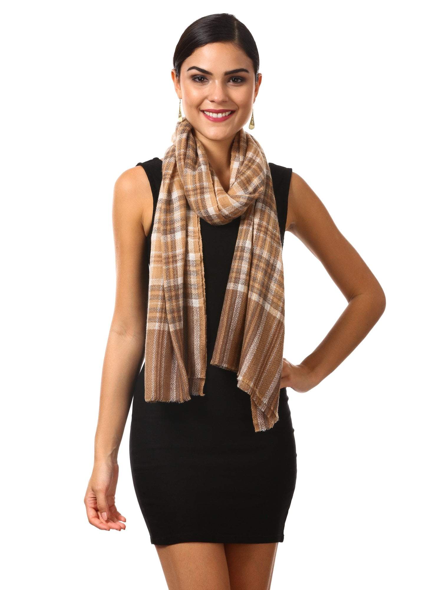 Pashtush Shawl Store Scarf Cashmere Wool Blended Muffler - Amber