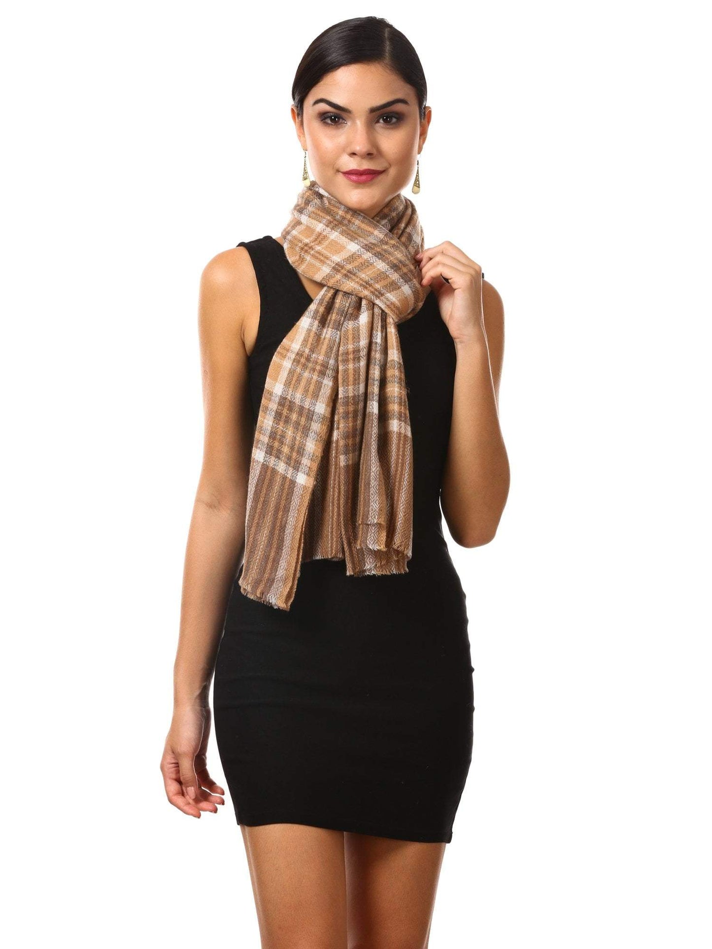 Pashtush Shawl Store Scarf Cashmere Wool Blended Muffler - Amber