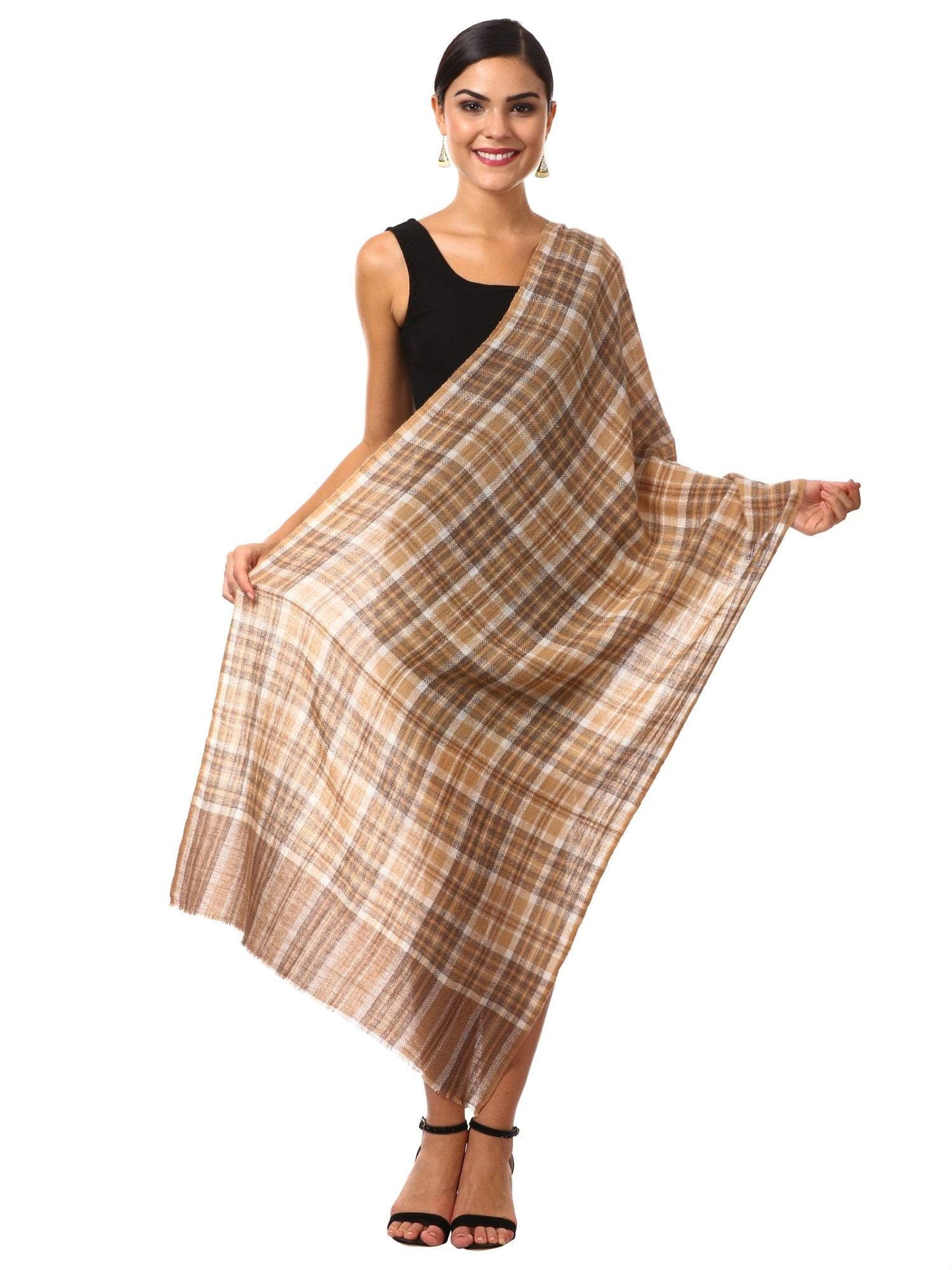 Pashtush Shawl Store Scarf Cashmere Wool Blended Muffler - Amber