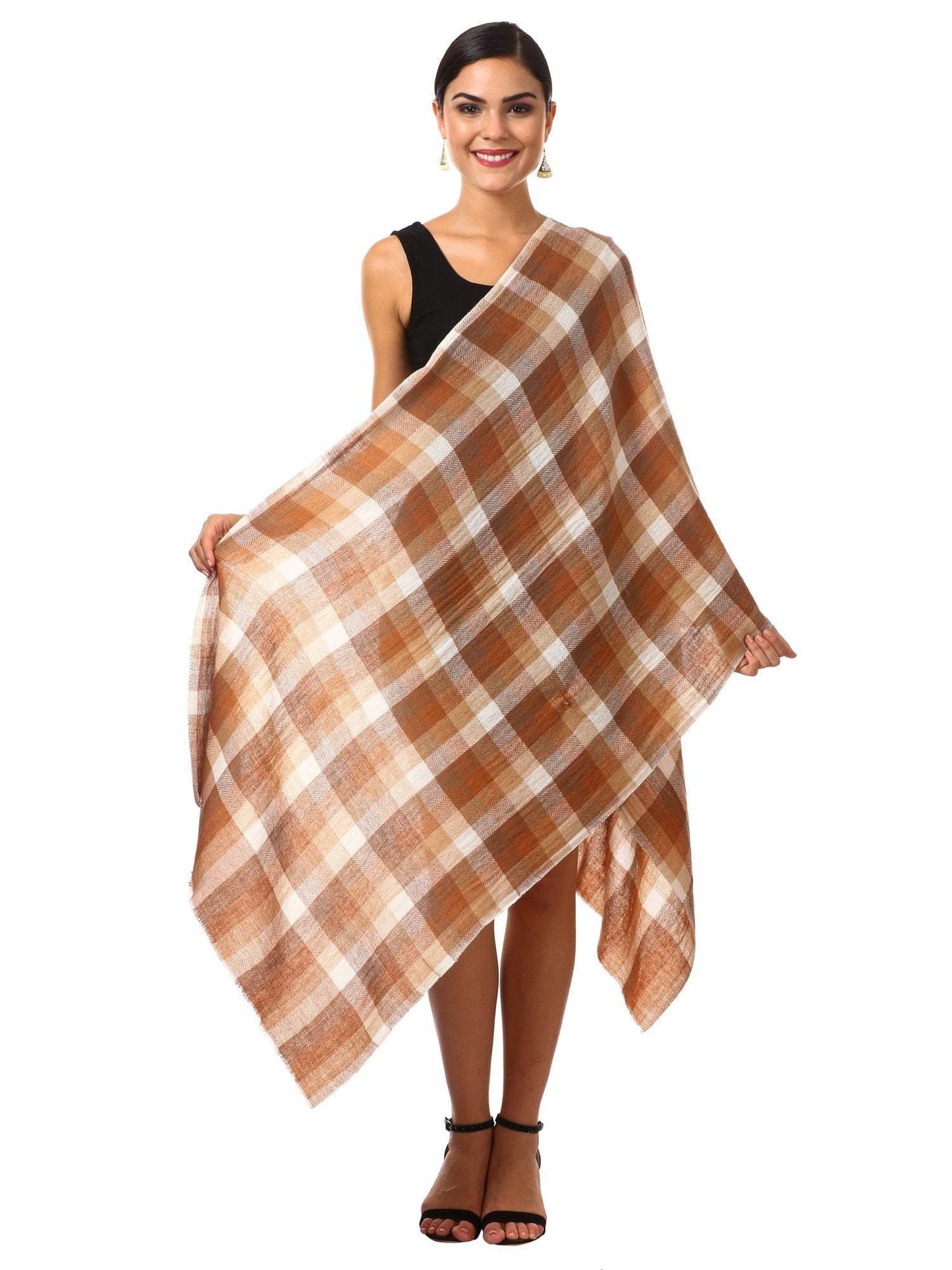 Pashtush Shawl Store Scarf Cashmere Wool Blended Muffler - Chocolate