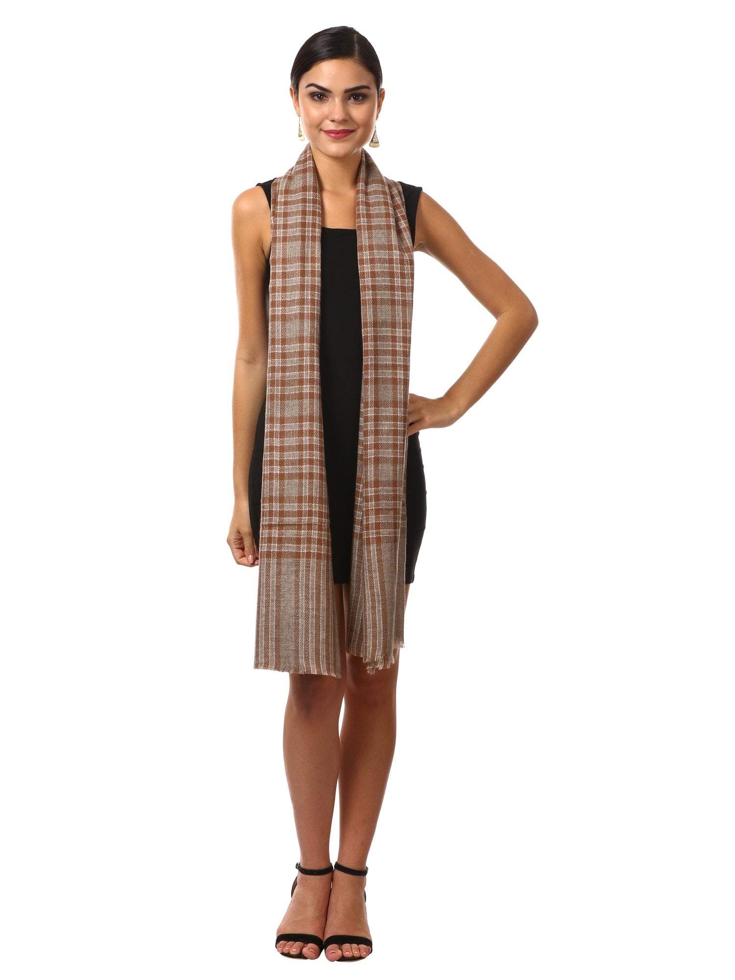 Pashtush Shawl Store Scarf Cashmere Wool Blended Muffler - Dusty Tartan