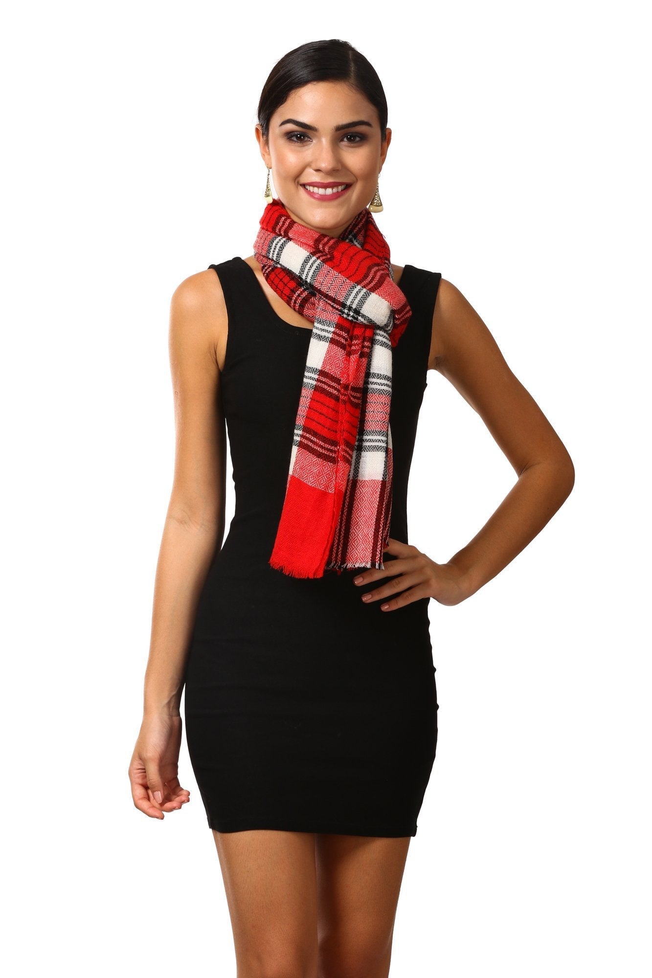 Pashtush Shawl Store Scarf Cashmere Wool Blended Muffler - English Red Plaid