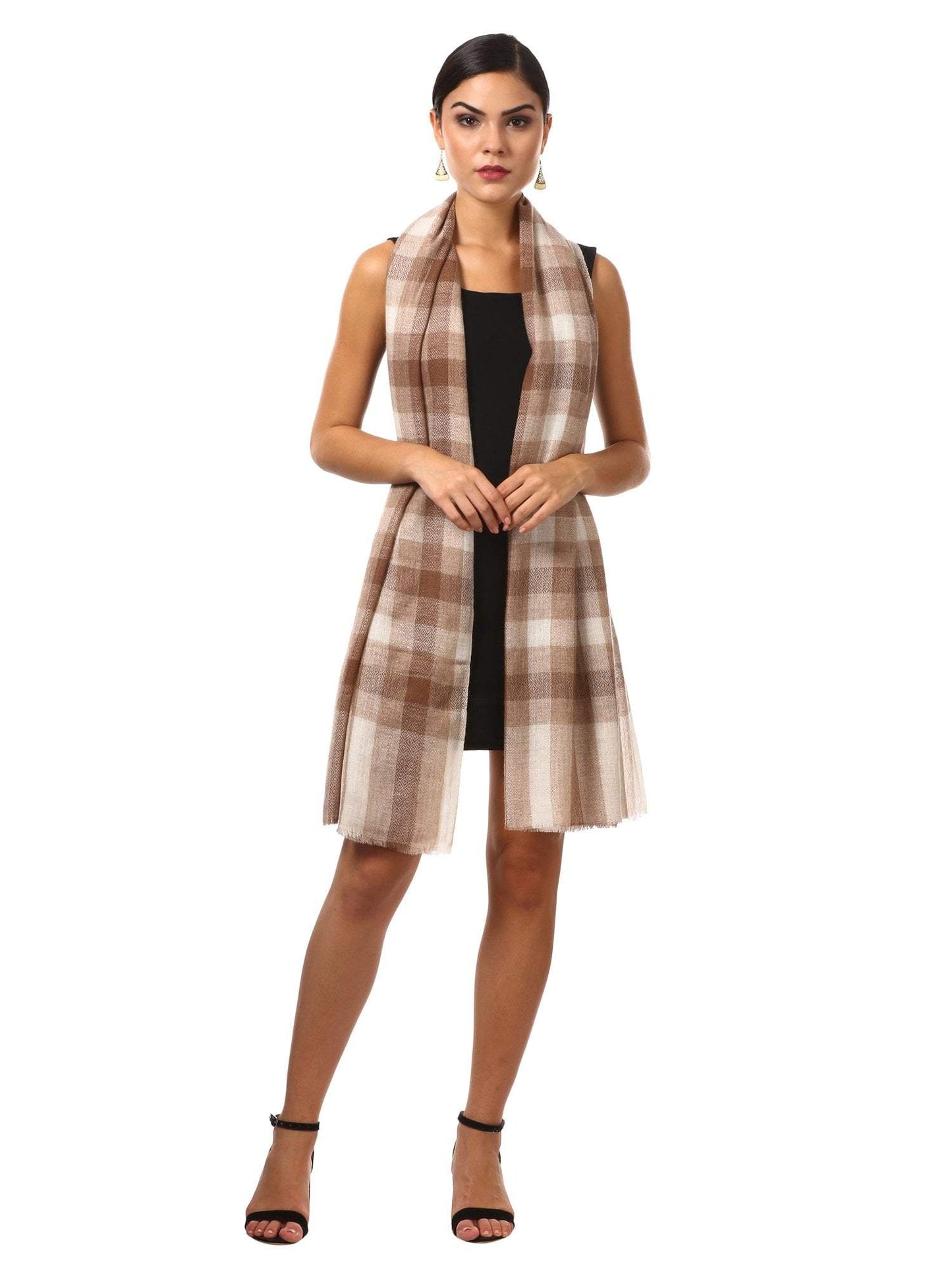 Pashtush Shawl Store Scarf Cashmere Wool Blended Muffler - Teak