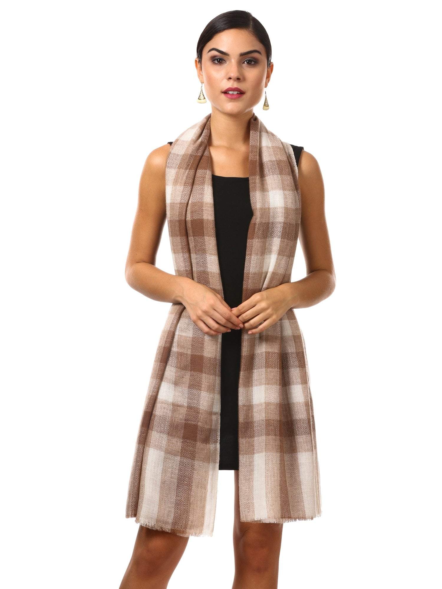 Pashtush Shawl Store Scarf Cashmere Wool Blended Muffler - Teak