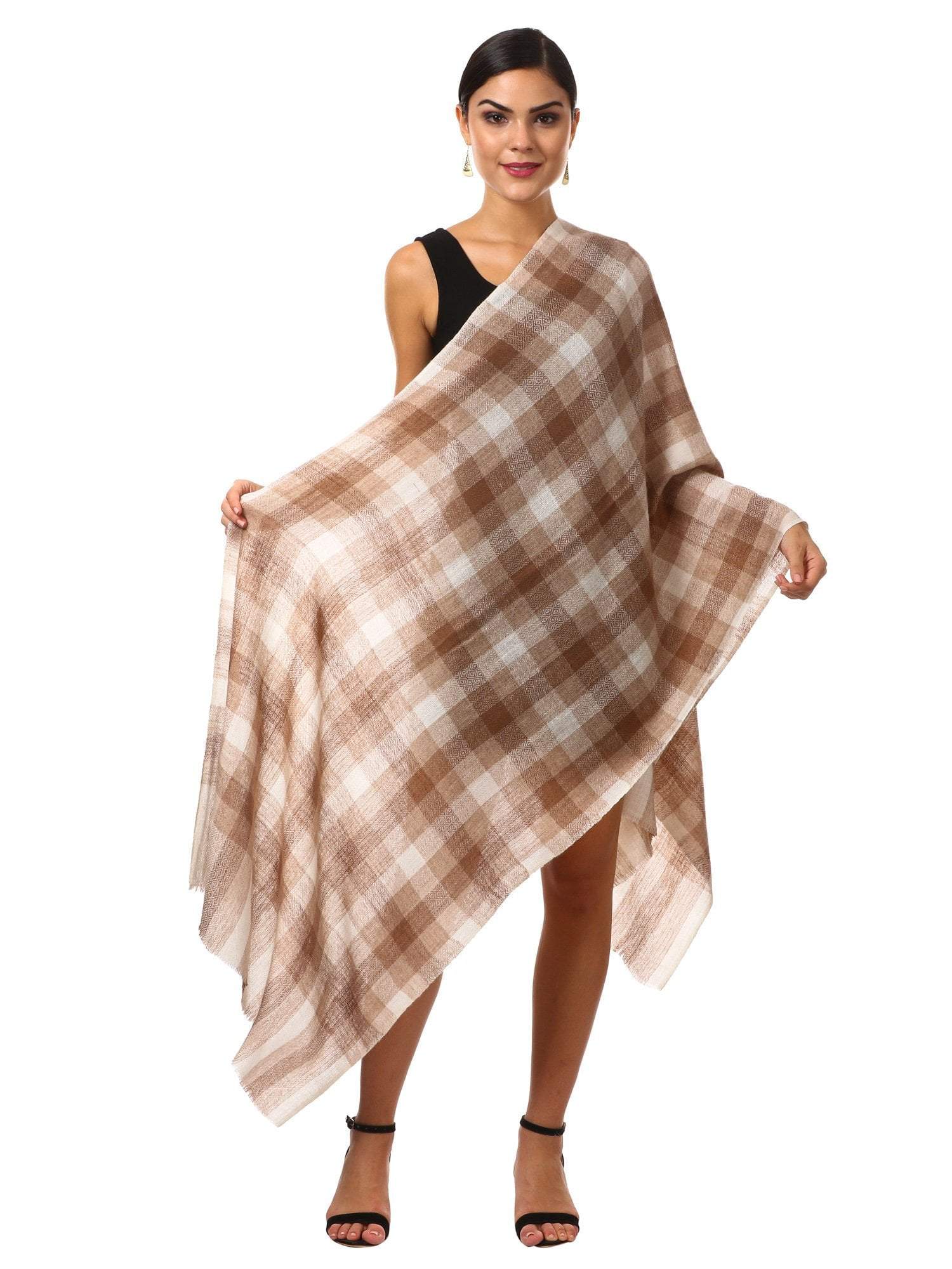 Pashtush Shawl Store Scarf Cashmere Wool Blended Muffler - Teak
