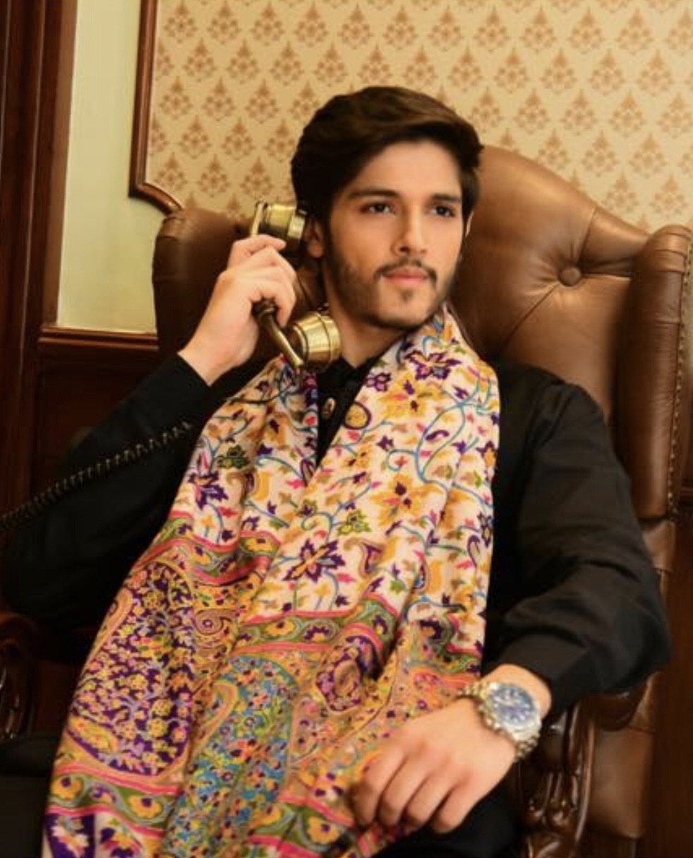 Pashtush Shawl Store Pashtush Handwork Handpainted Kalamkaari Shawl ( 40x80 inches )