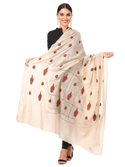 Pashtush Shawl Store shawls Pashtush Womens Pashmina Shawl with Tarkashi Design, Sozni Embroidery with Hand Knotted Tarkashi Work. Hand-Made Shawls.