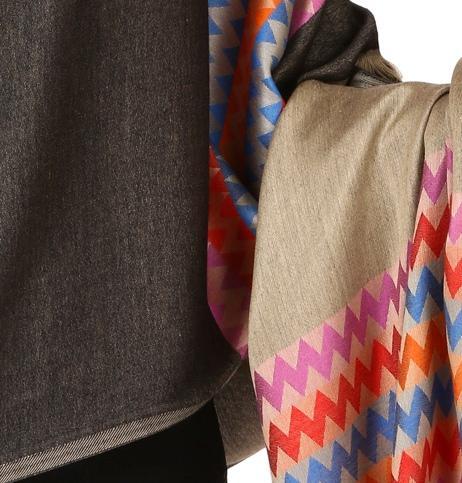 Pashtush Shawl Store Stole Pashtush Womens Silky-Smooth Reversible Scarf - Black and Beige