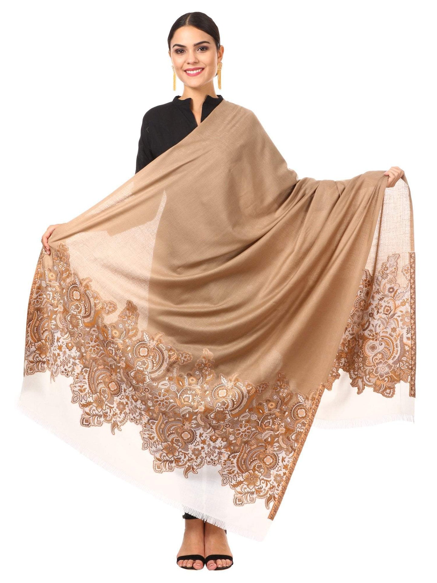 Pashtush Shawl Store Shawl Women's Kashmiri Jacquard Palla Shawl, Warm and soft, Faux Pashmina