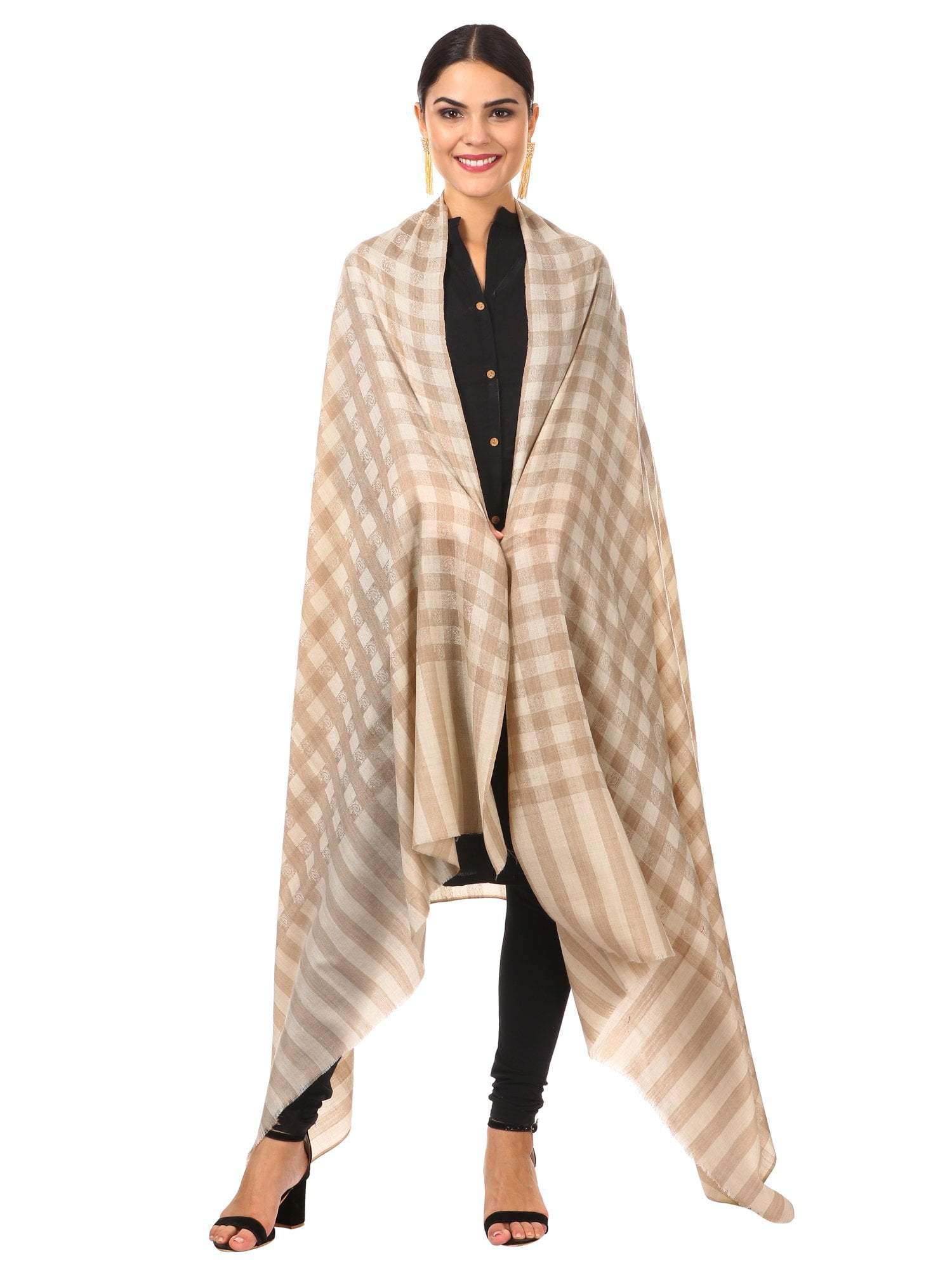 Pashtush Shawl Store Shawl Womens Extra Fine Wool Blend Pashmina Shawl,Checkered, Soft and Warm