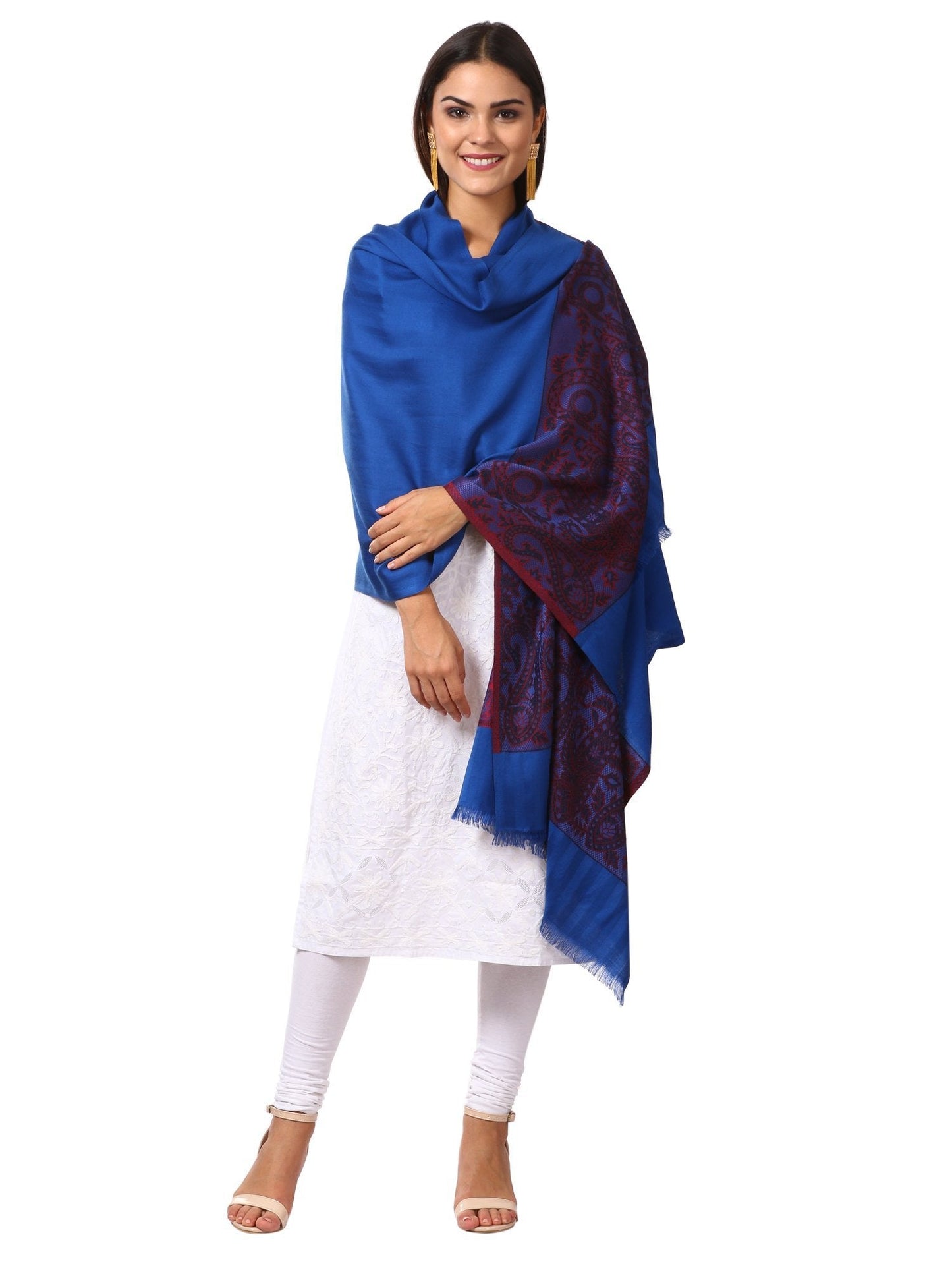 Pashtush Shawl Store Stole Womens Fine Bamboo Jacquard Scarf, Reversible Beige and Black