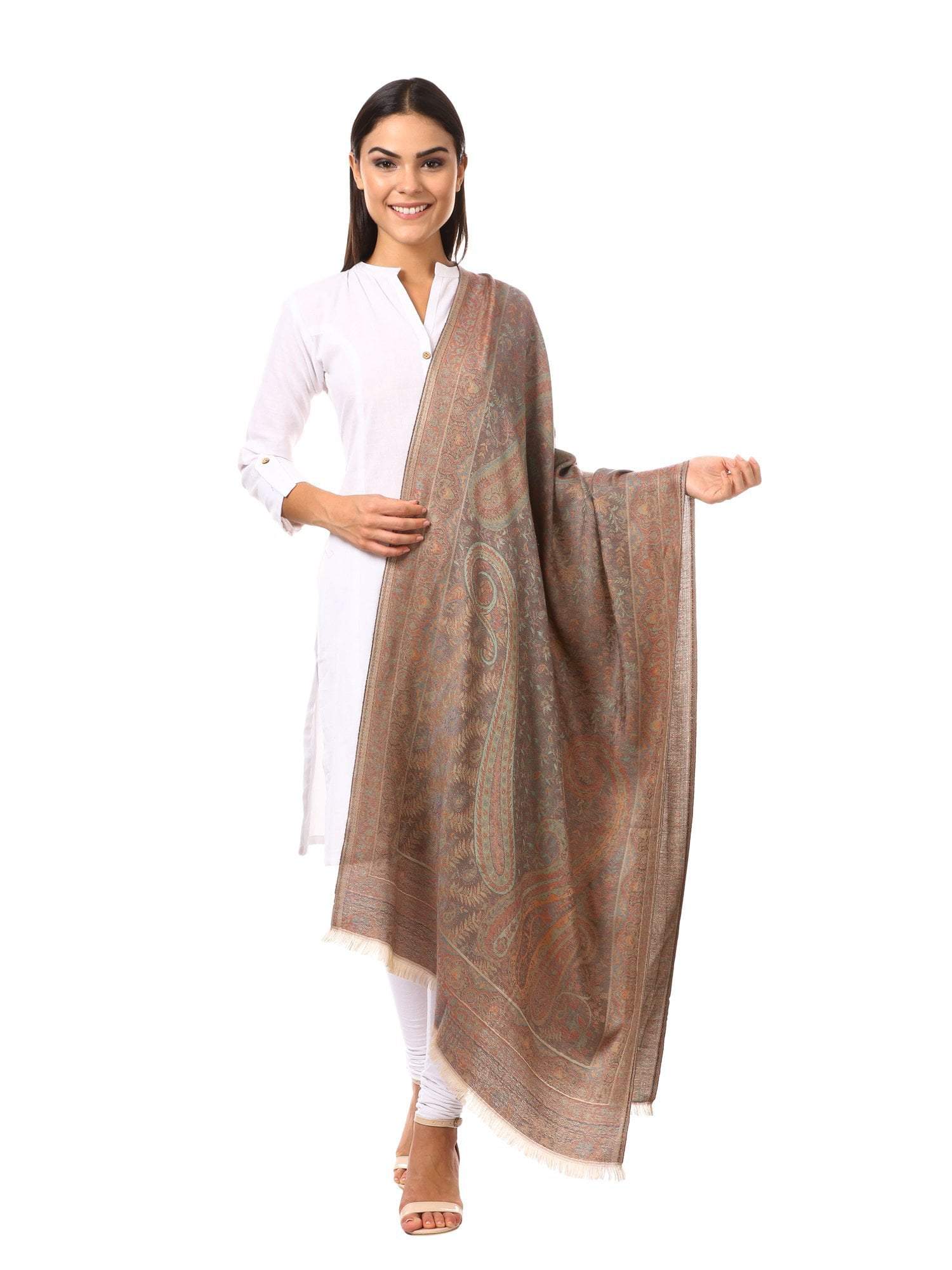 Pashtush Shawl Store Stole Womens Fine Bamboo Jacquard Scarf, Reversible, Multicoloured