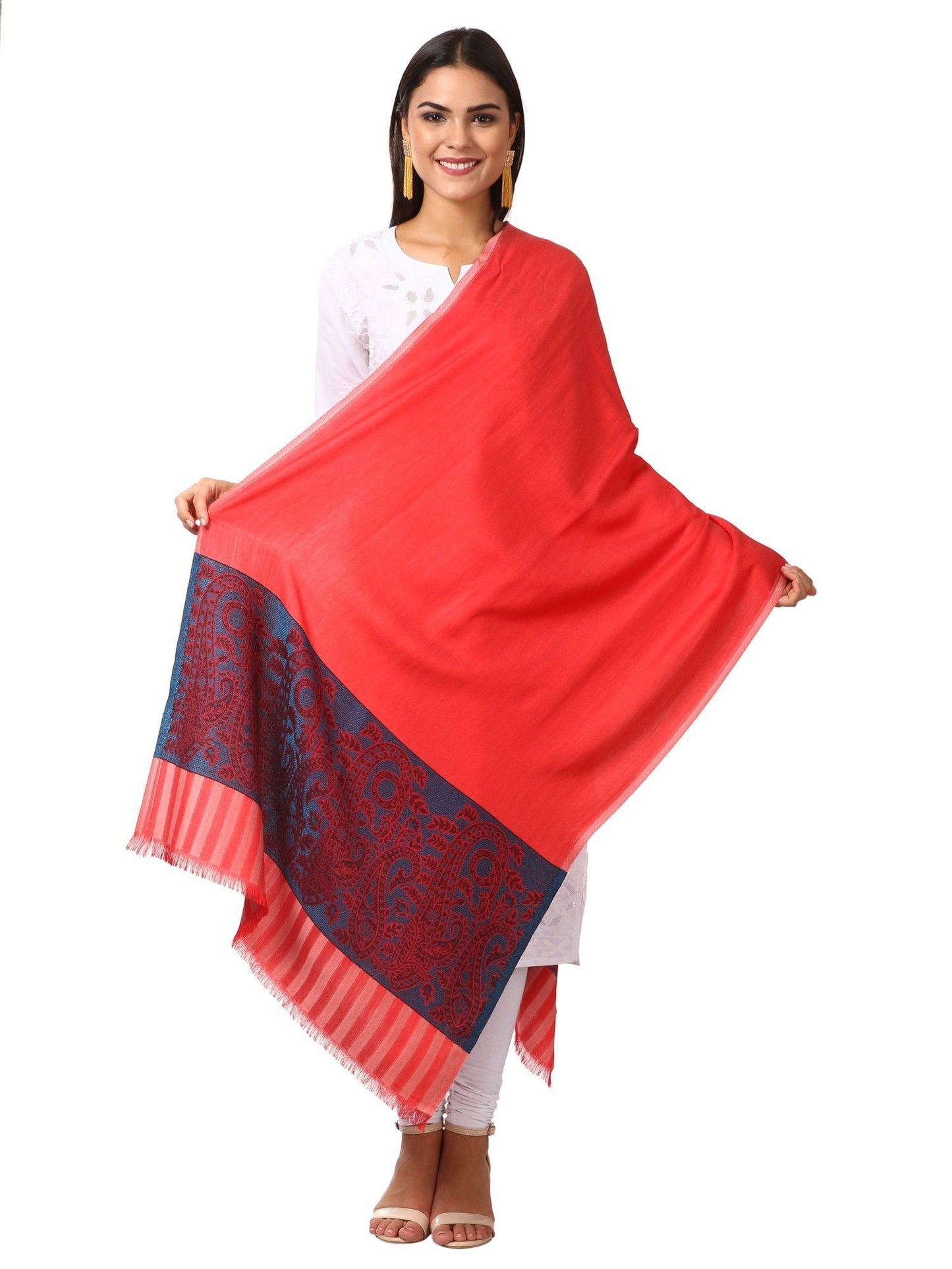 Pashtush Shawl Store Stole Womens Fine Bamboo Jacquard Scarf, Reversible, Multicoloured