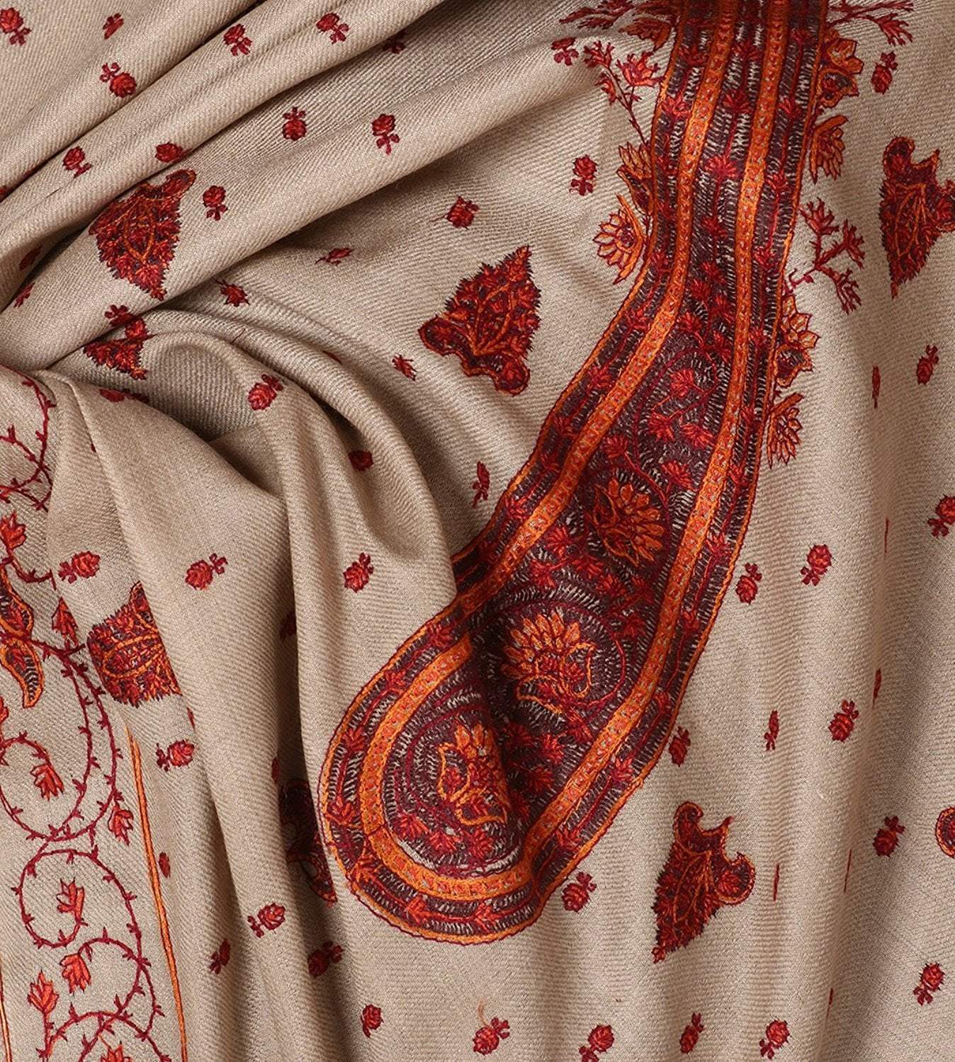 Pashtush Store Pashtush Mens Embroidery Shawl, Gents Pashmina Shawls, Handmade Embroidery, Full Size 48x95 inches