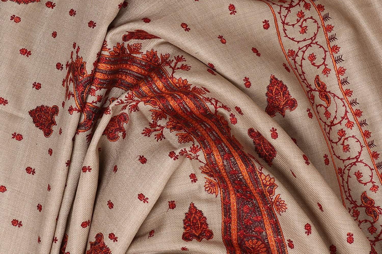 Pashtush Store Pashtush Mens Embroidery Shawl, Gents Pashmina Shawls, Handmade Embroidery, Full Size 48x95 inches