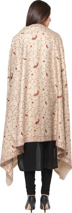 Pashtush Store Pashtush Women's 100% Kashmiri Hand Embroidered Fine wool Shawl